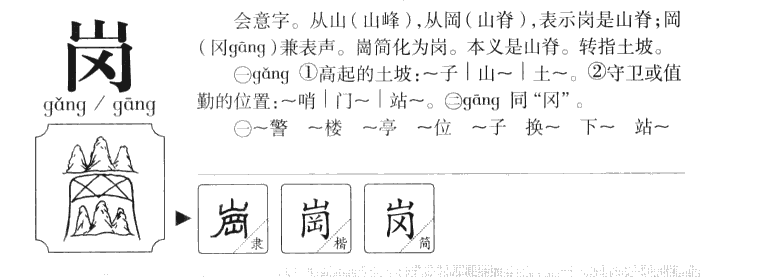 岗字字源