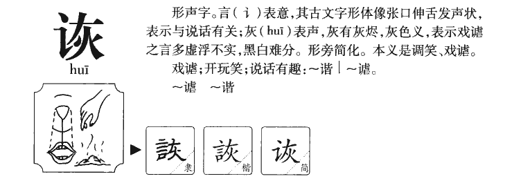 诙字字源