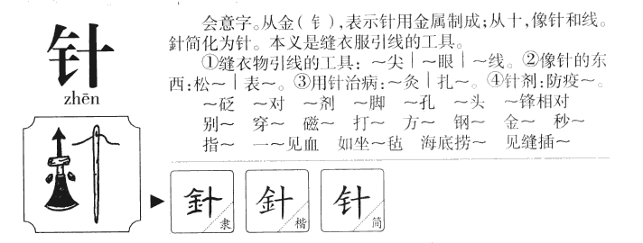针字字源